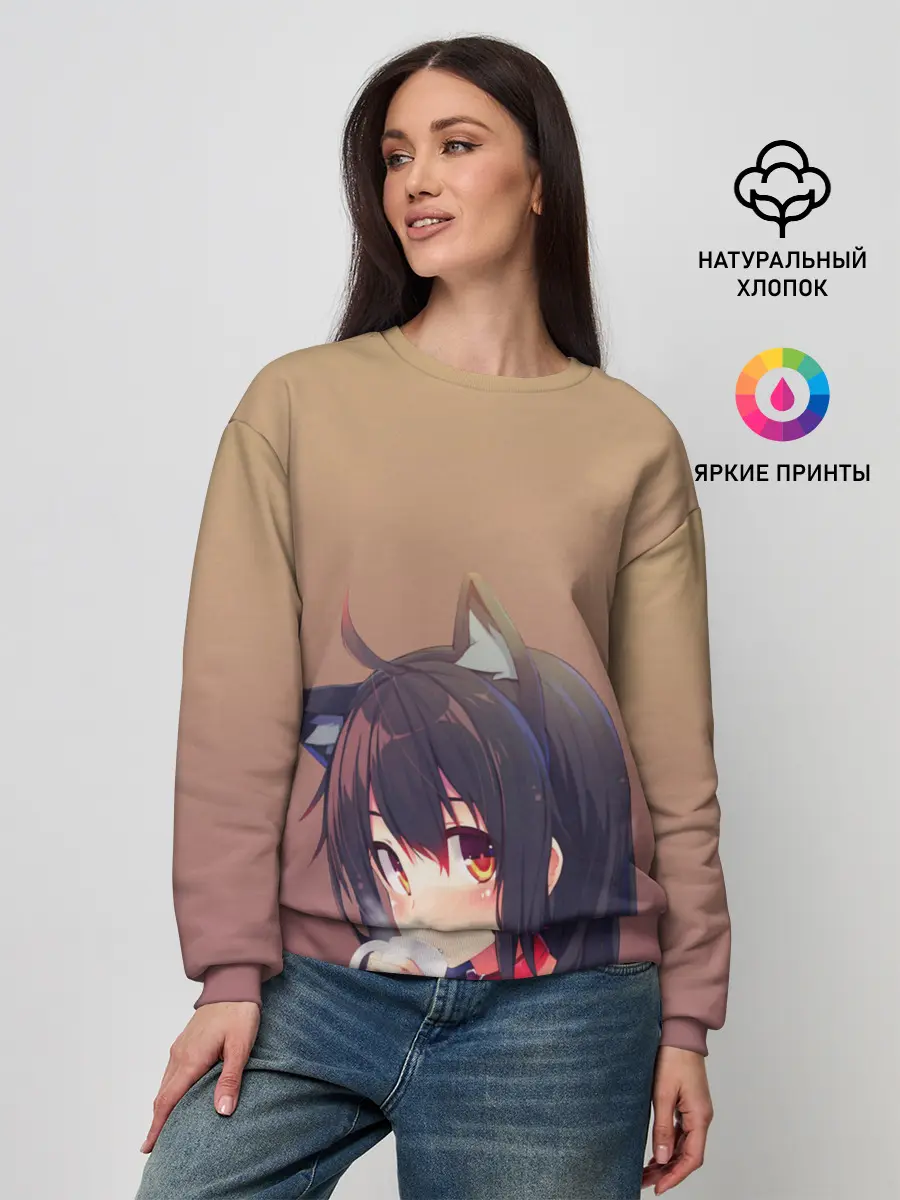 Женский свитшот / девочка ушки кофе