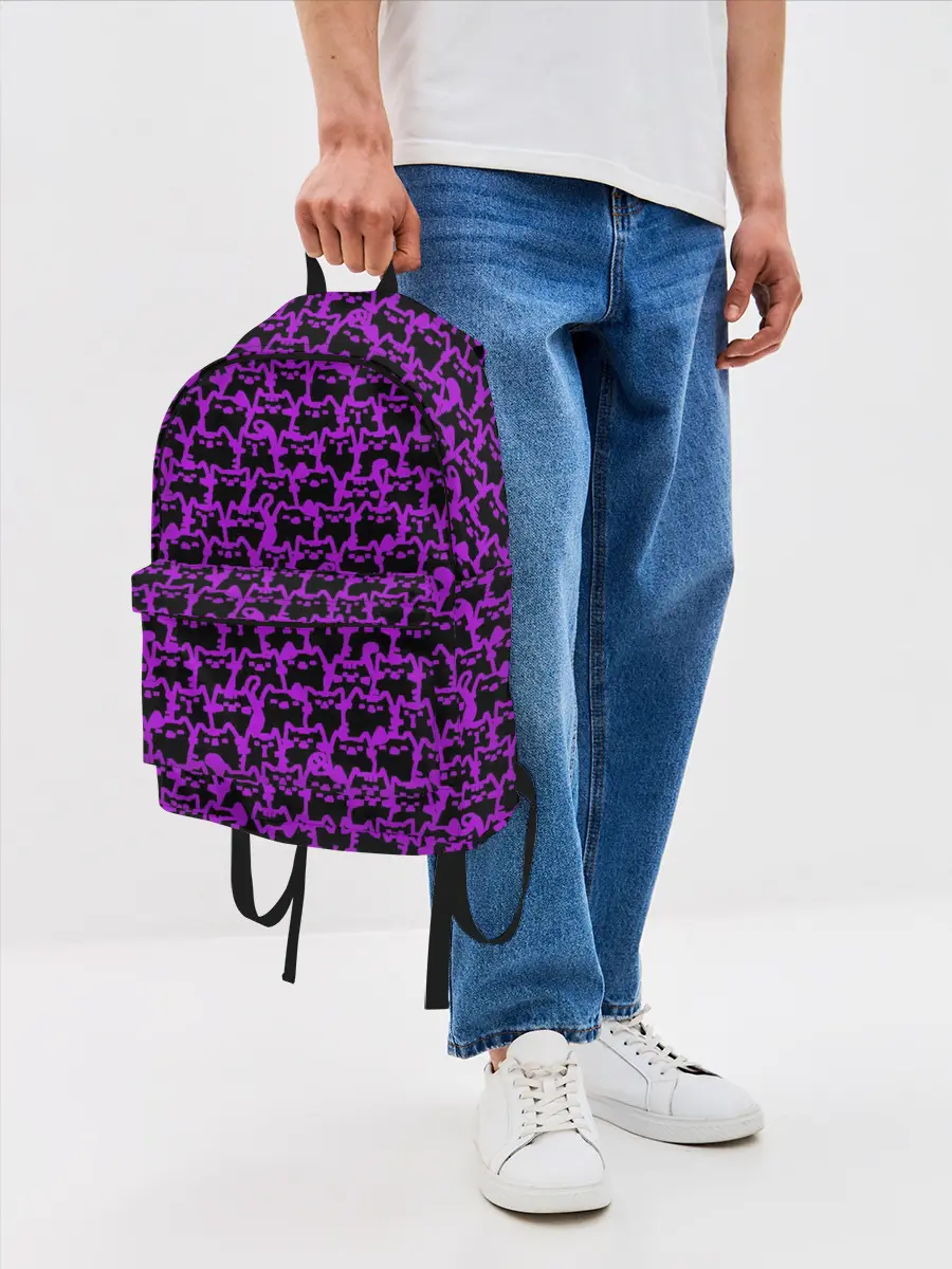 Рюкзак джинсовый / Неоновые коты