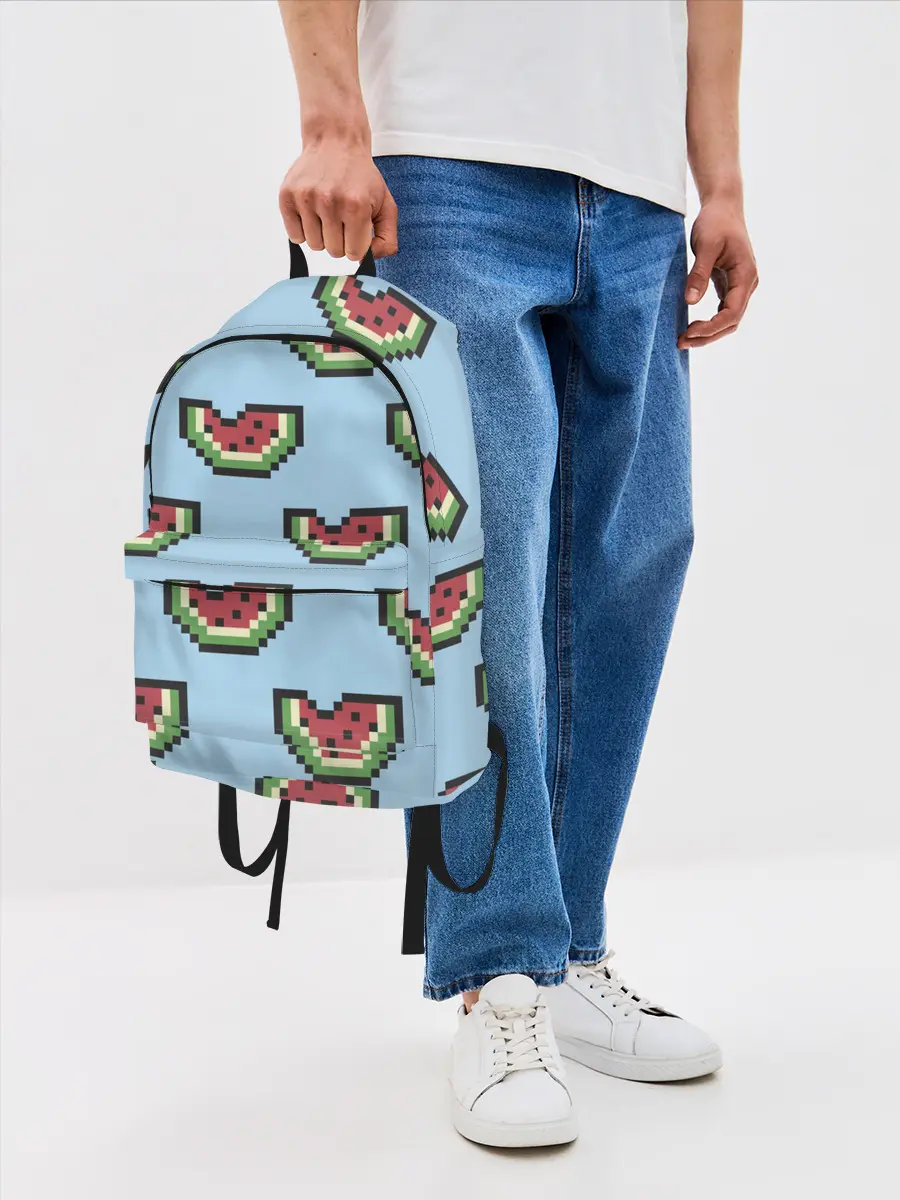 Рюкзак джинсовый / Пиксельный арбуз