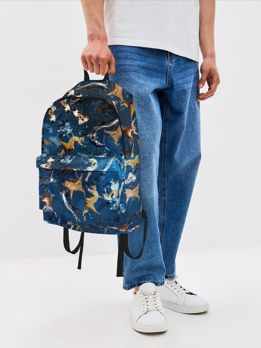 Рюкзак джинсовый / Космические коты