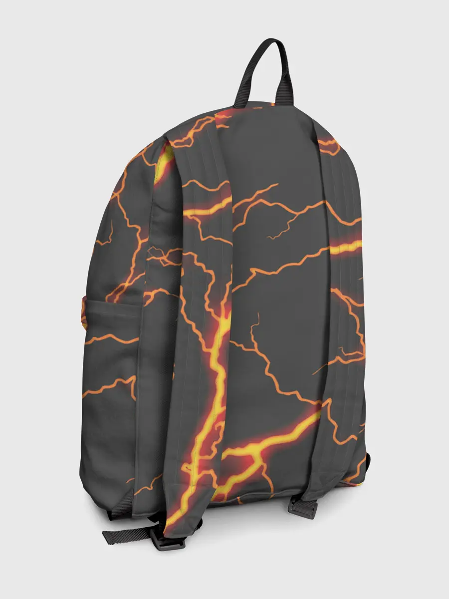 Рюкзак джинсовый / KIMETSU NO YAIBA оранжевые молнии