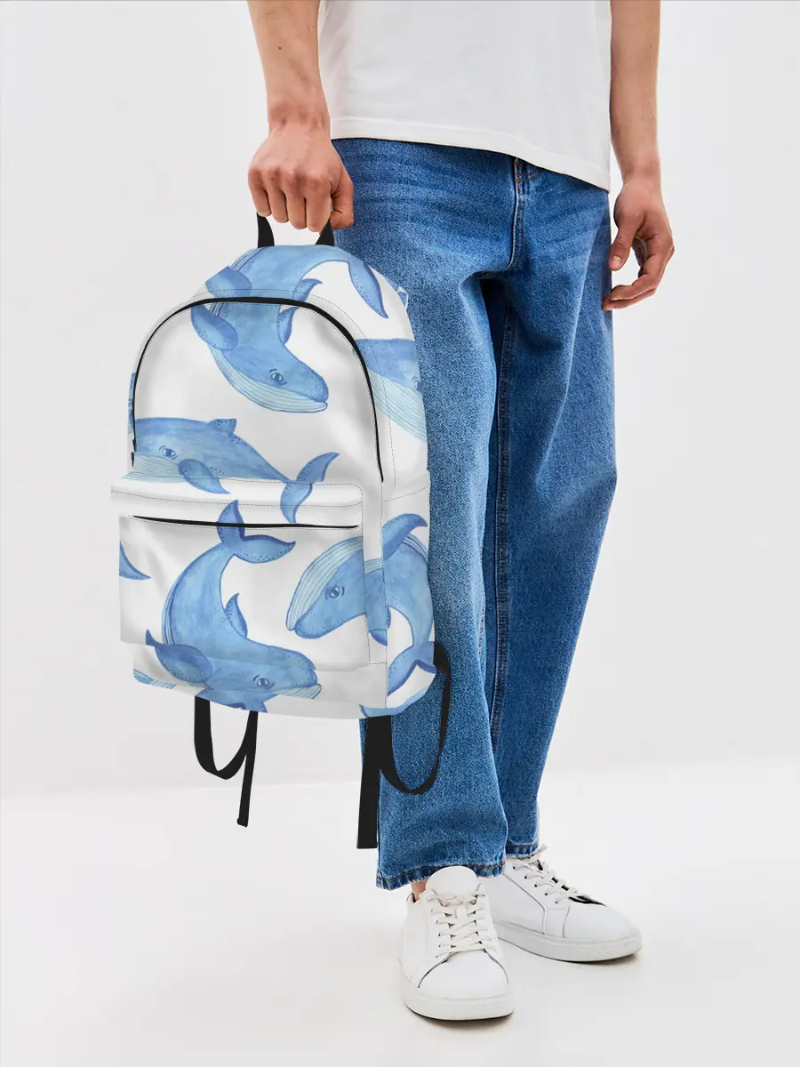 Рюкзак джинсовый / Косяк китов