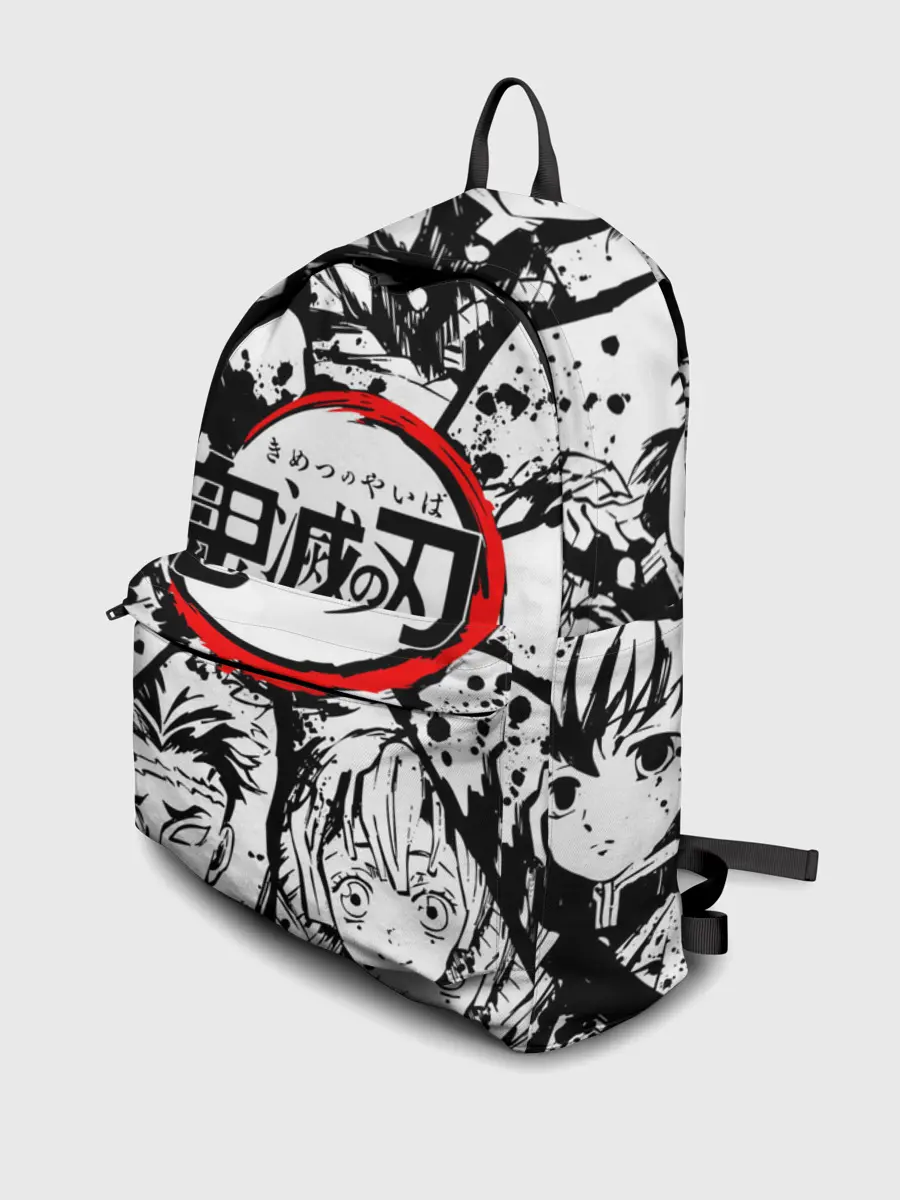 Рюкзак джинсовый / Kimetsu no yaiba чернобелый коллаж