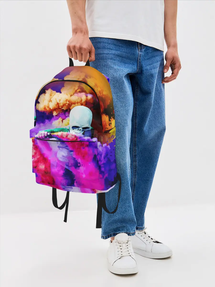 Рюкзак джинсовый / Череп в дыму