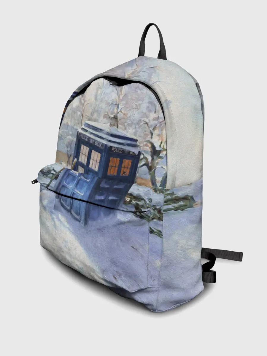 Рюкзак джинсовый / ТАРДИС В СНЕГУ