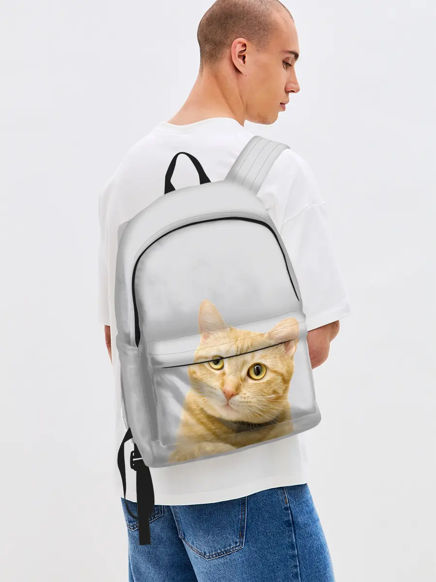 Рюкзак джинсовый / Рыжий котик