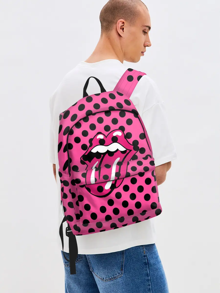 Рюкзак джинсовый / rolling stones pink logo