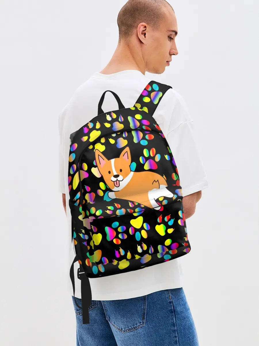 Рюкзак джинсовый / Корги | Цветные лапки