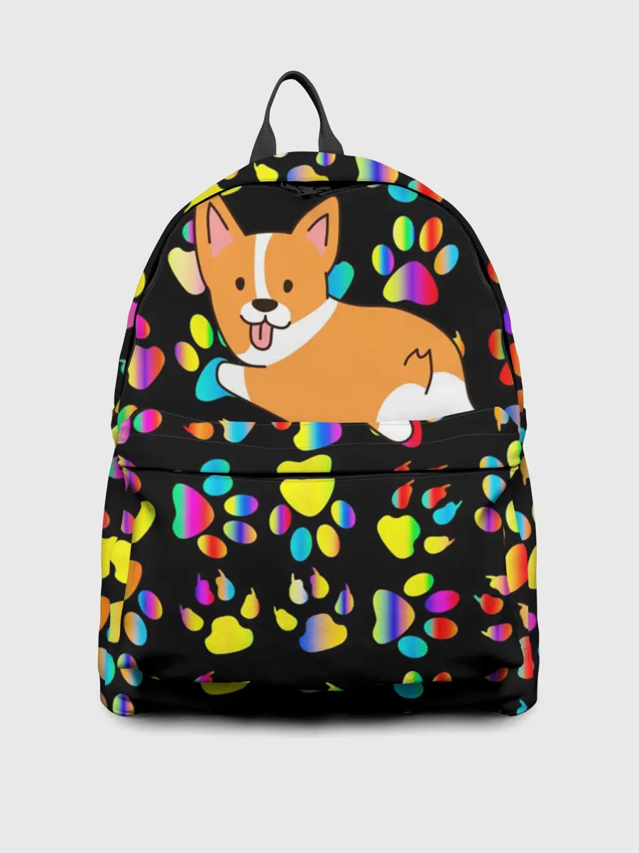 Рюкзак джинсовый / Корги | Цветные лапки