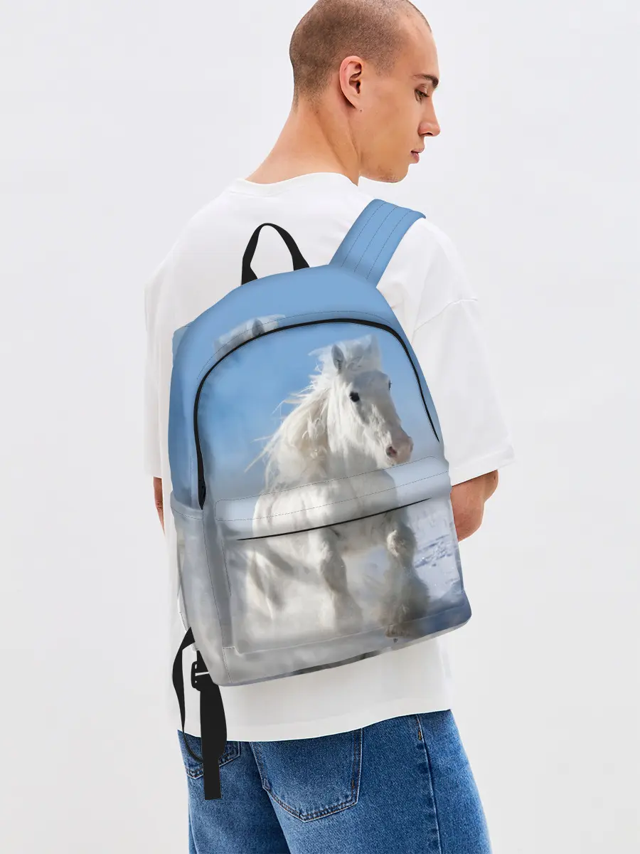 Рюкзак джинсовый / Белый скакун