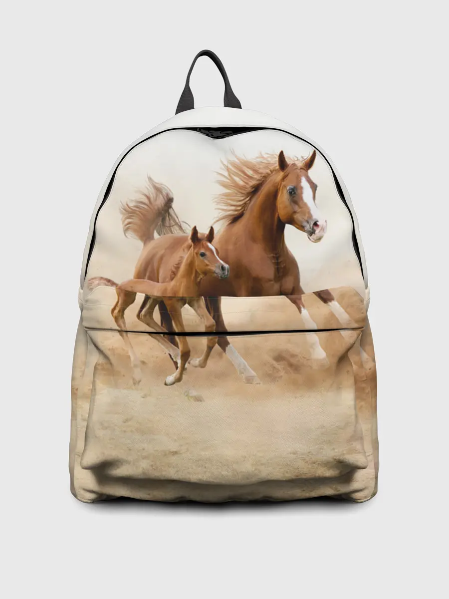 Рюкзак джинсовый / Лошадь с жеребенком