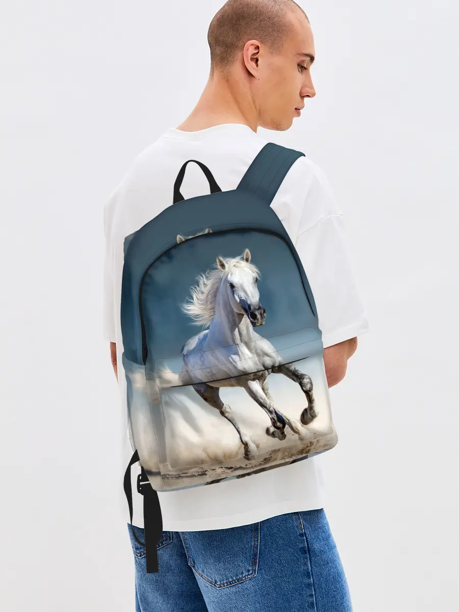 Рюкзак джинсовый / Серый в яблоках конь