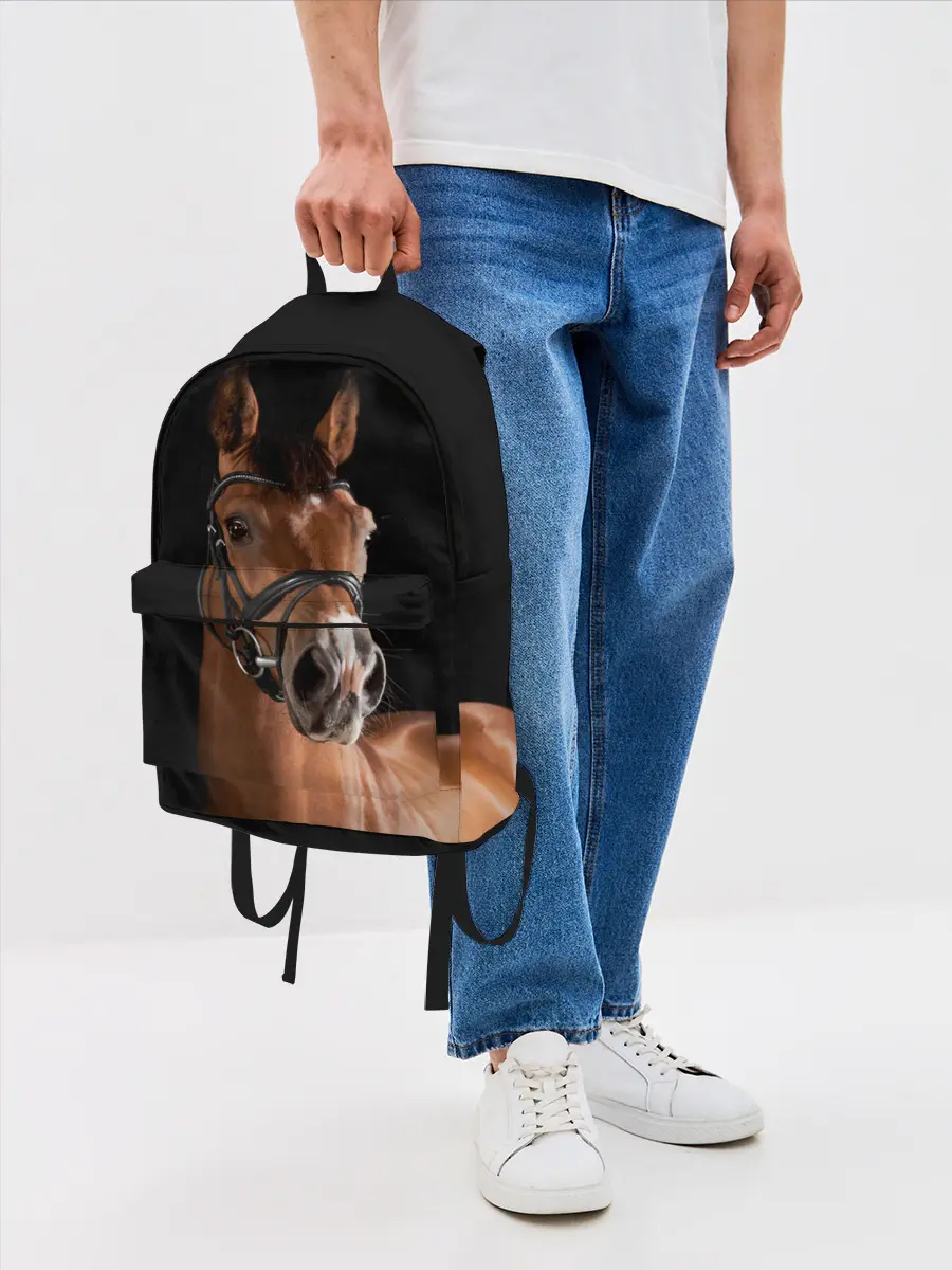 Рюкзак джинсовый / Гнедая лошадь