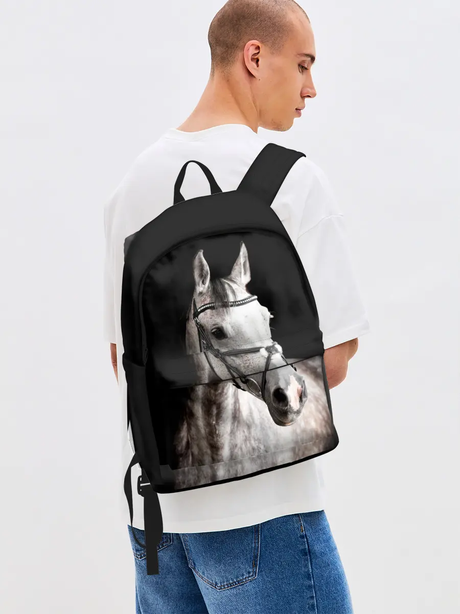 Рюкзак джинсовый / Серный в яблоках конь