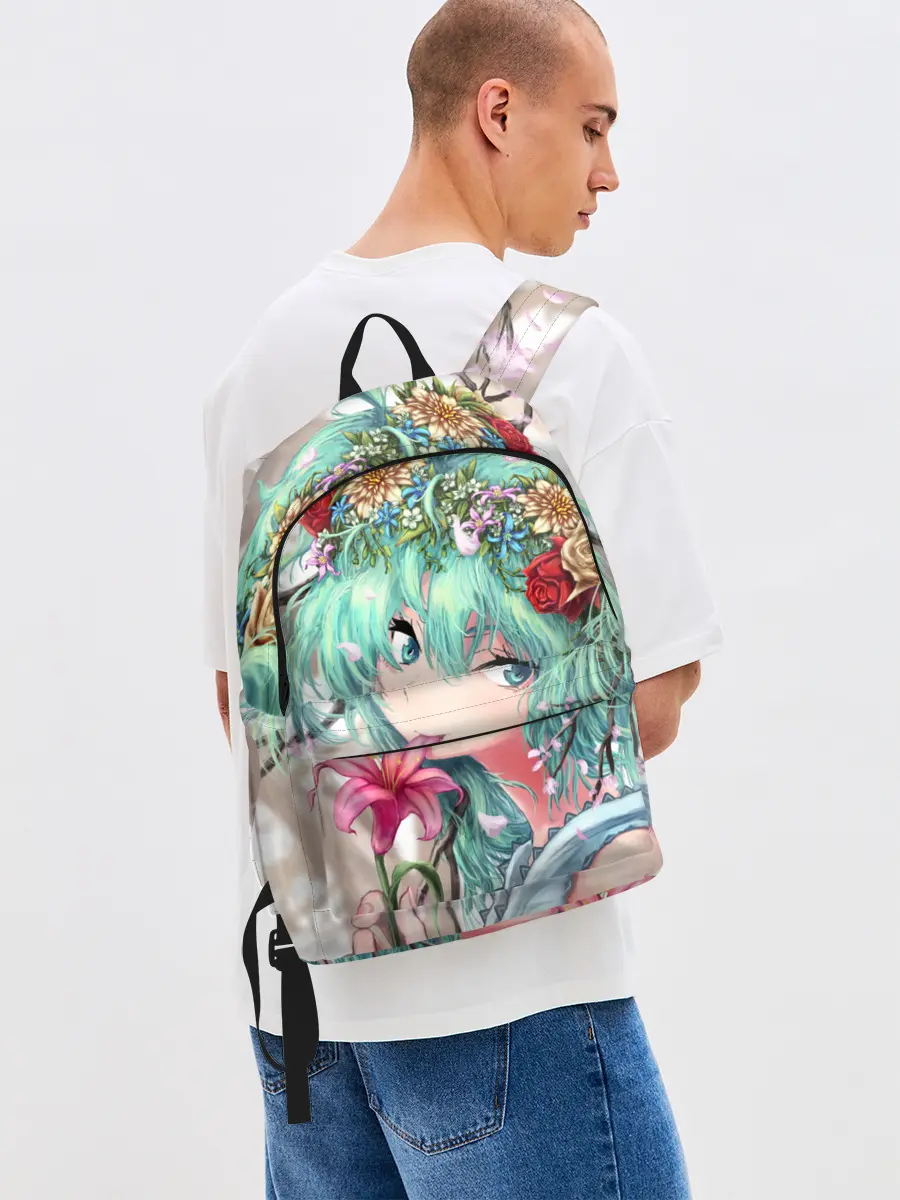 Рюкзак джинсовый / Цветок и Хацуне Мику