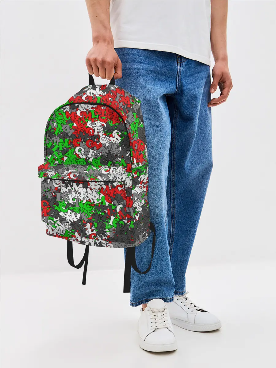 Рюкзак джинсовый / Камуфляж с буквами FCLM