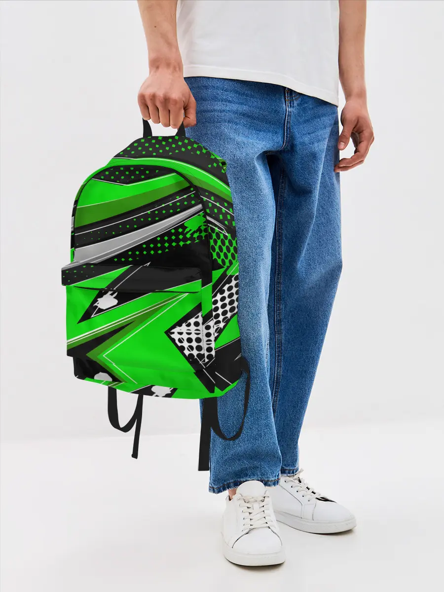 Рюкзак джинсовый / Зеленая краска