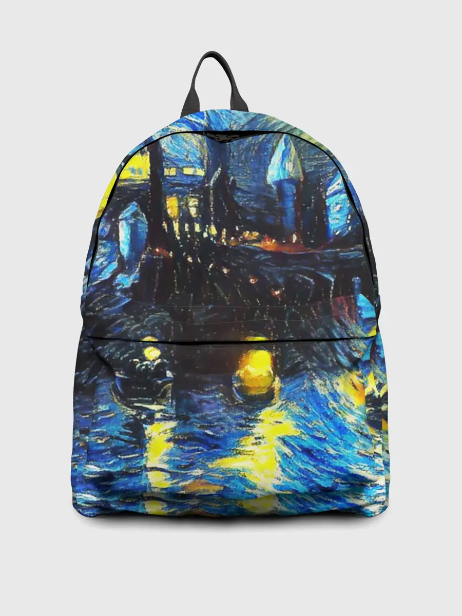 Рюкзак джинсовый / Картина в стиле Вангога