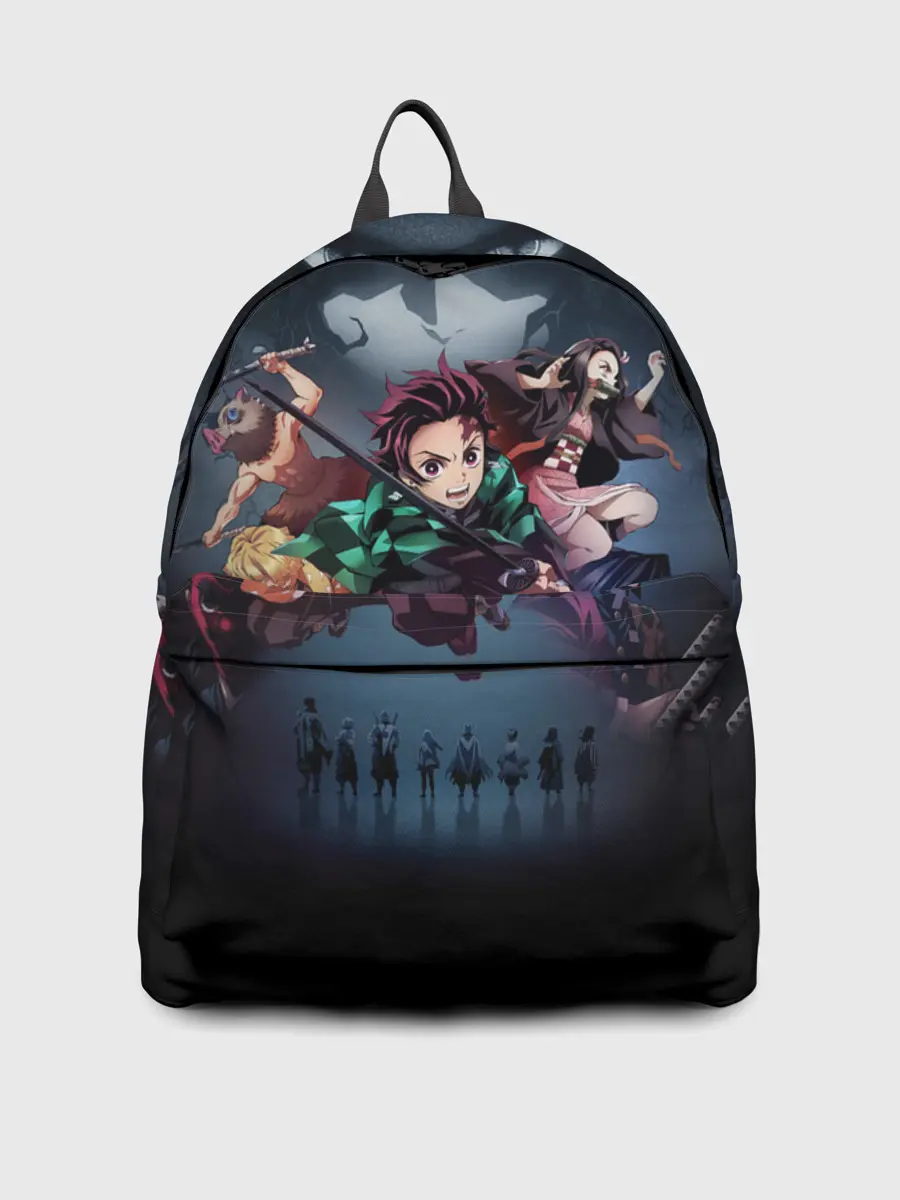 Рюкзак джинсовый / Kimetsu no Yaiba на черном