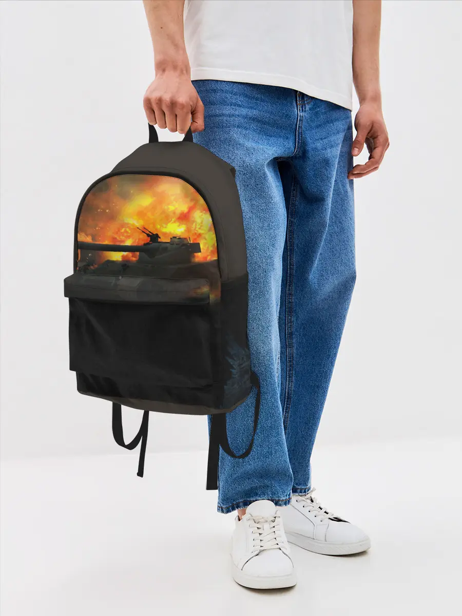 Рюкзак джинсовый / ТАНК В ОГНЕ