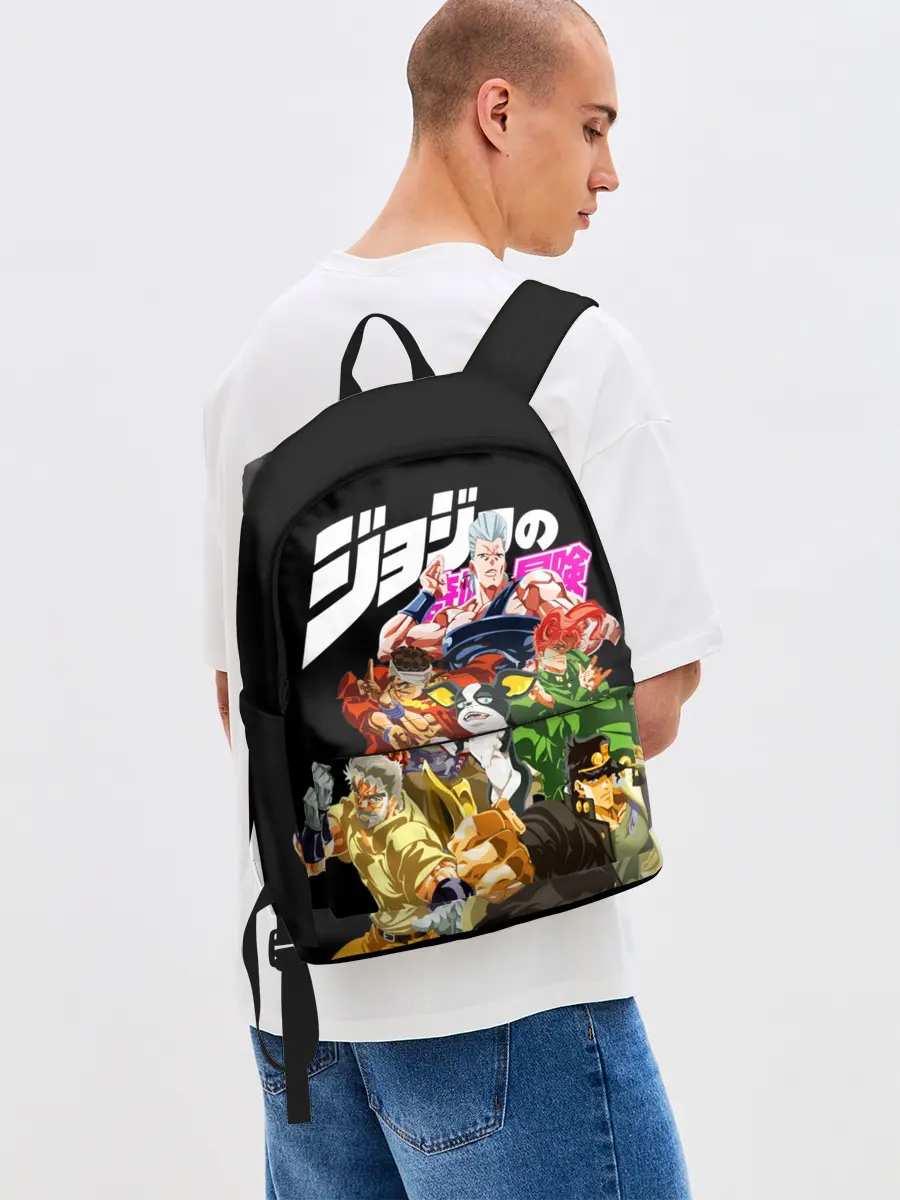 Рюкзак джинсовый / Jojo герои на черном