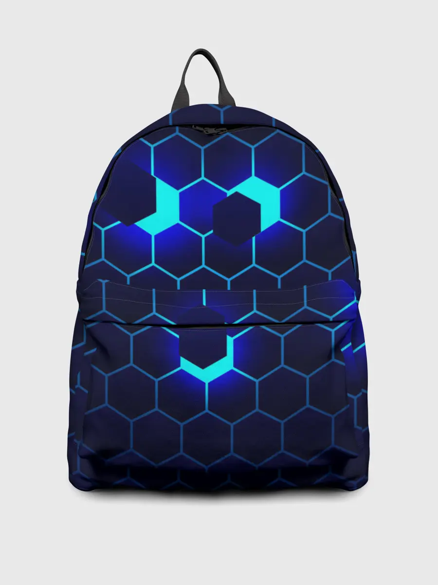 Рюкзак джинсовый / СИНИЕ СОТЫ В НЕОНЕ