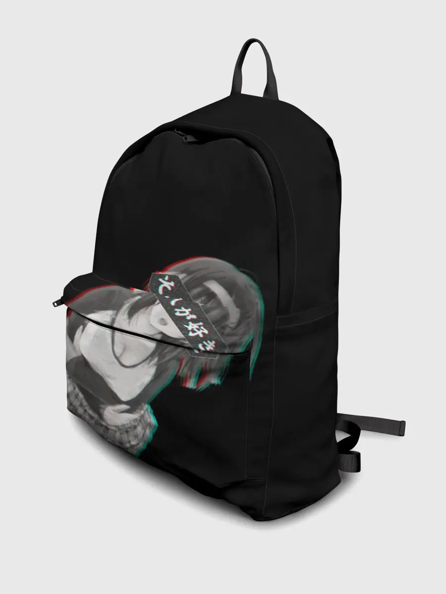 Рюкзак джинсовый / Anime Girl with hieroglyphs