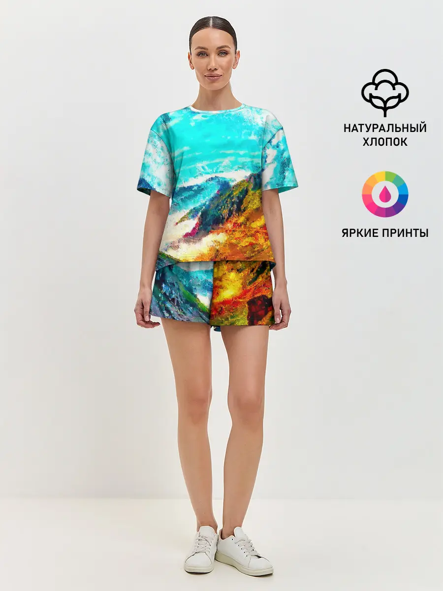 Женская пижама с шортами / Японские горы