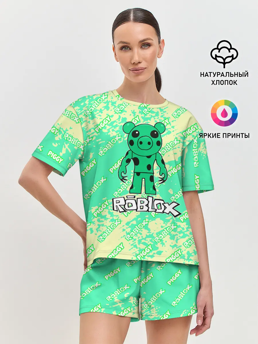 Женская пижама с шортами / Свинка Пигги из Roblox