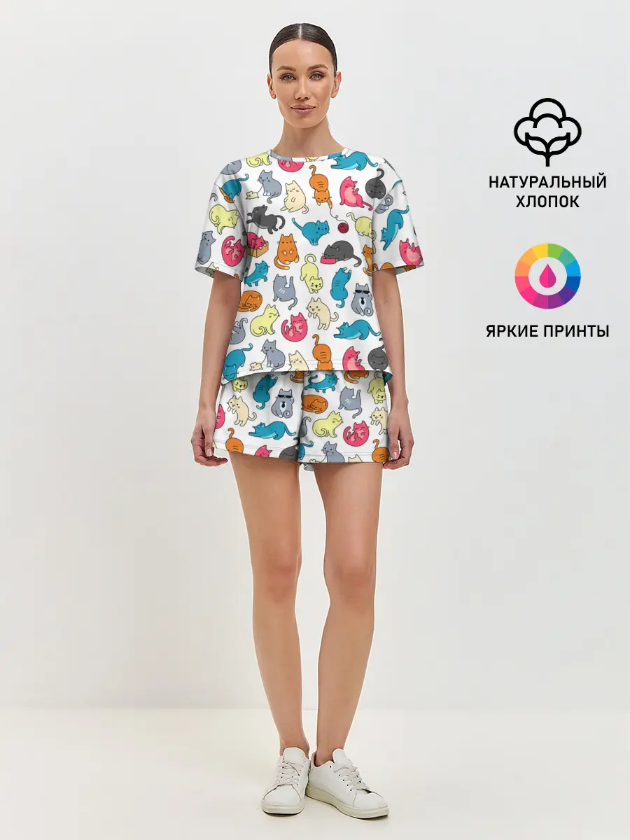 Женская пижама с шортами / Кошачья стая