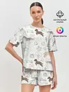 Женская пижама с шортами / Рисунок домашних любимцев