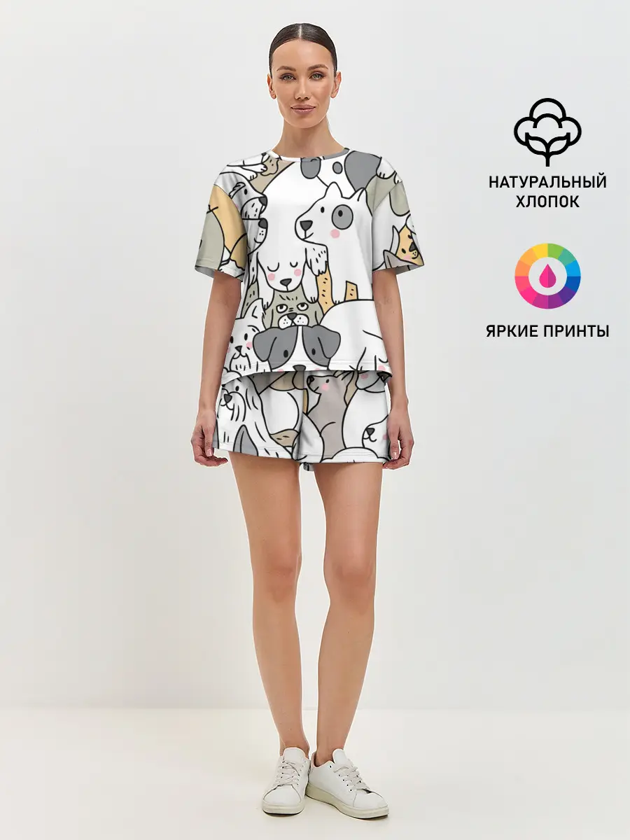 Женская пижама с шортами / Собачье собрание
