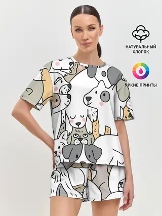 Женская пижама с шортами / Собачье собрание
