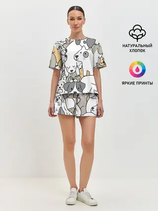 Женская пижама с шортами / Собачье собрание