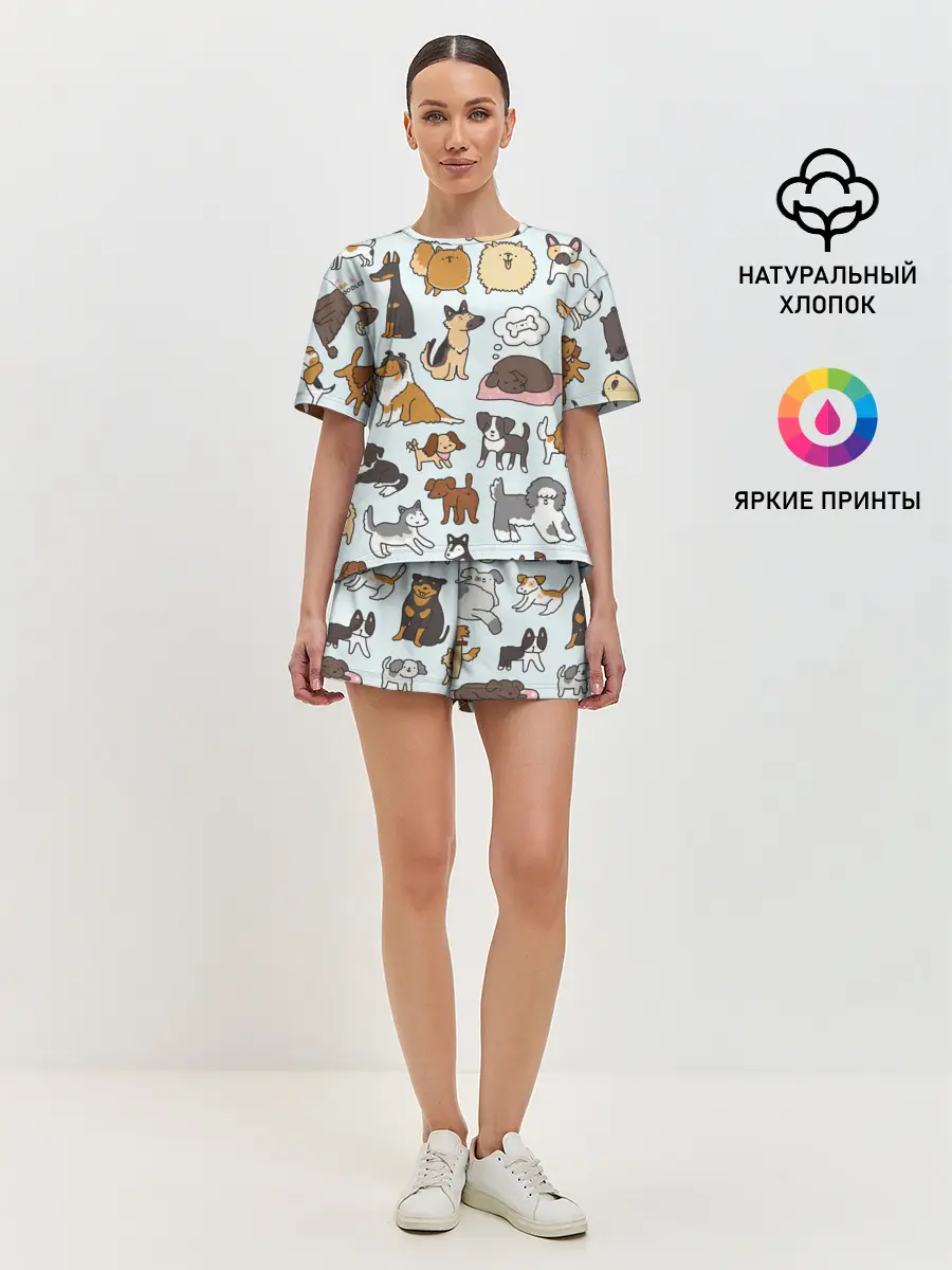 Женская пижама с шортами / Собаки