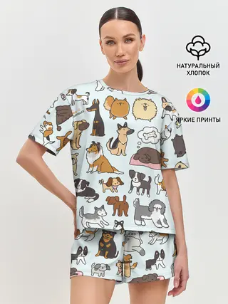 Женская пижама с шортами / Собаки