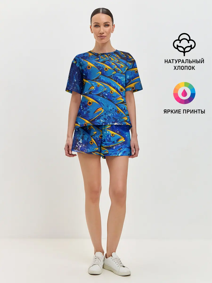 Женская пижама с шортами / Рыбалка