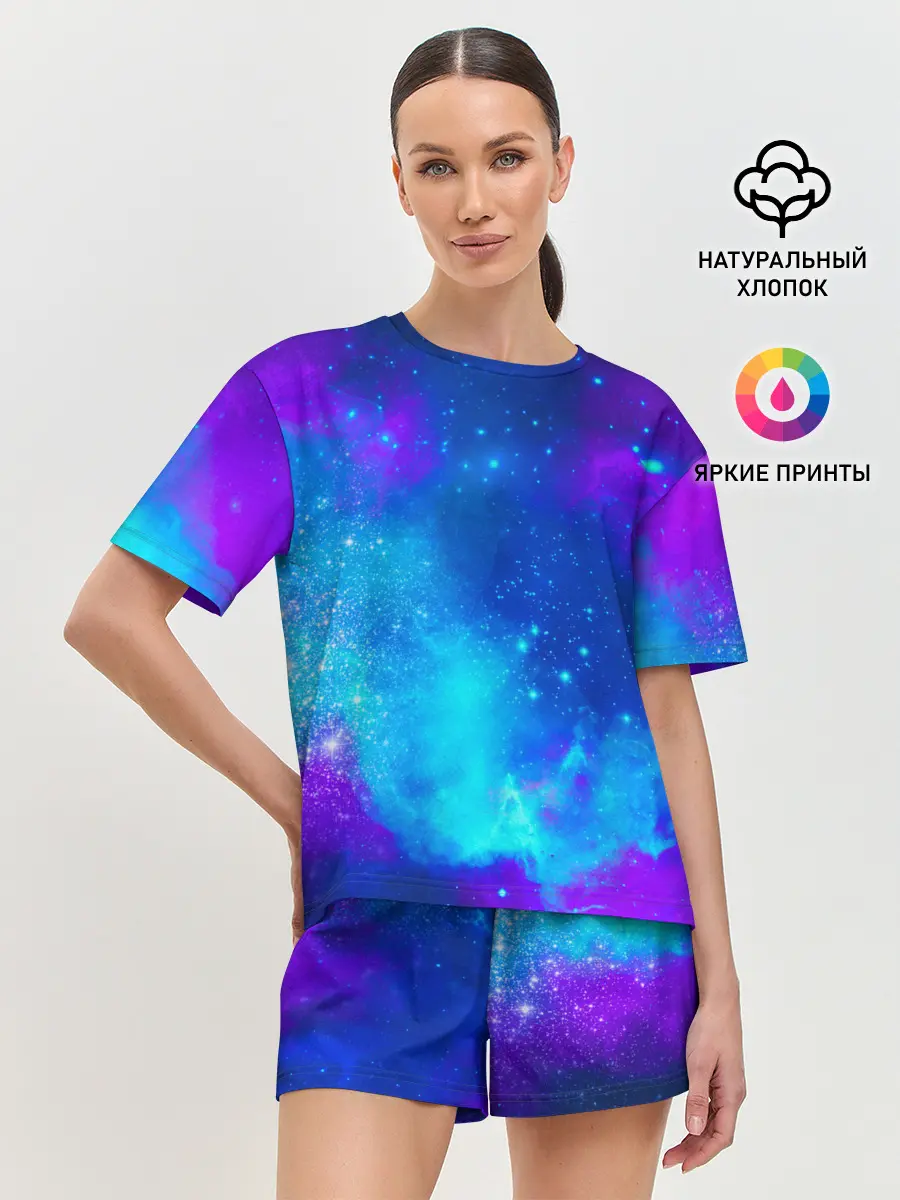 Женская пижама с шортами / Космос