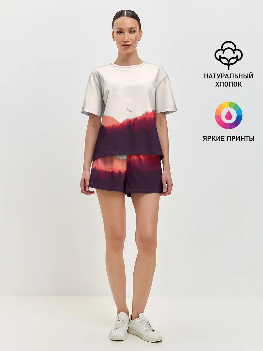 Женская пижама с шортами / Пейзаж №1