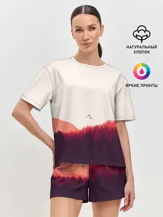 Женская пижама с шортами / Пейзаж №1