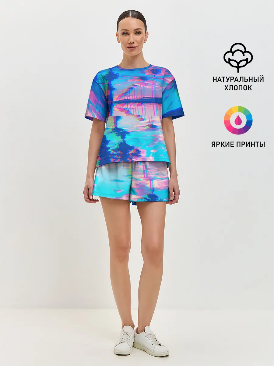 Женская пижама с шортами / ГАВАЙИ ГЛИТЧ