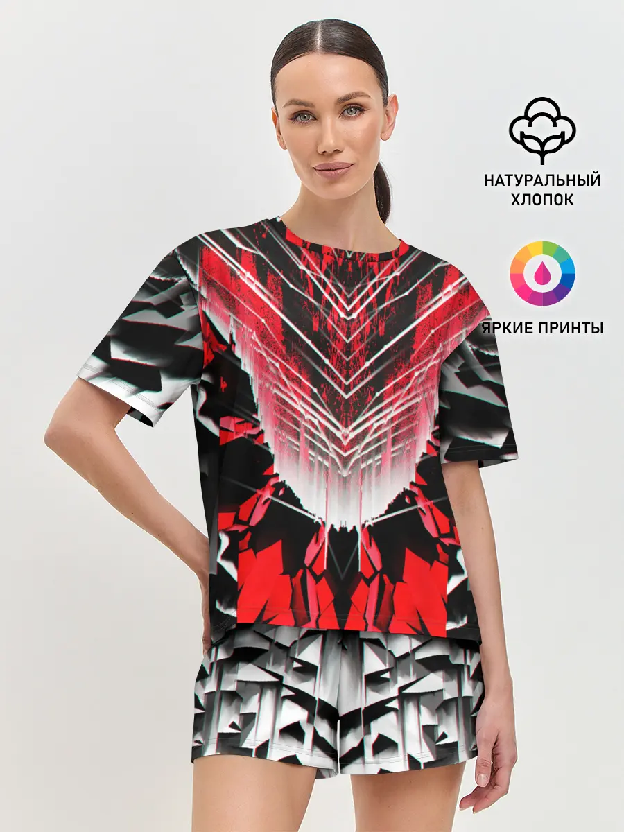 Женская пижама с шортами / STRIPES GEOMETRY