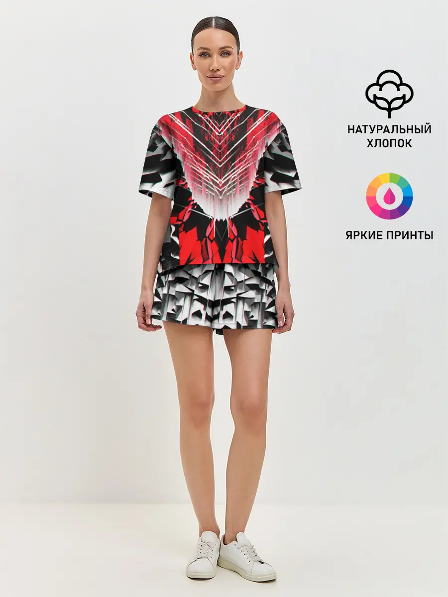 Женская пижама с шортами / STRIPES GEOMETRY