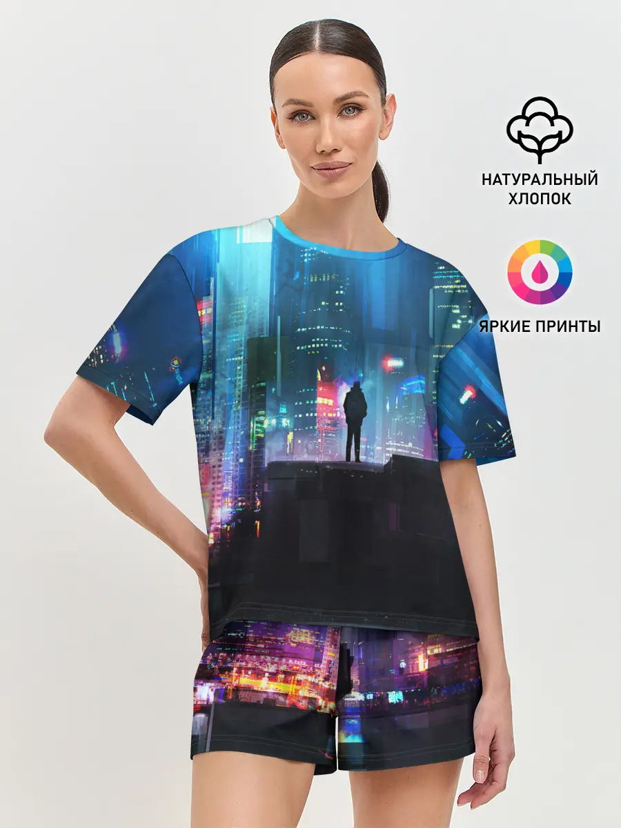 Женская пижама с шортами / CITY NEON