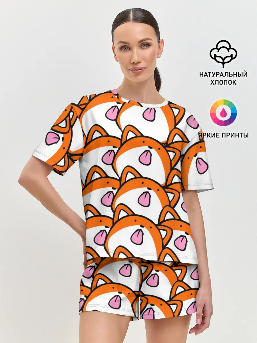 Женская пижама с шортами / ЛИСИЧКИ