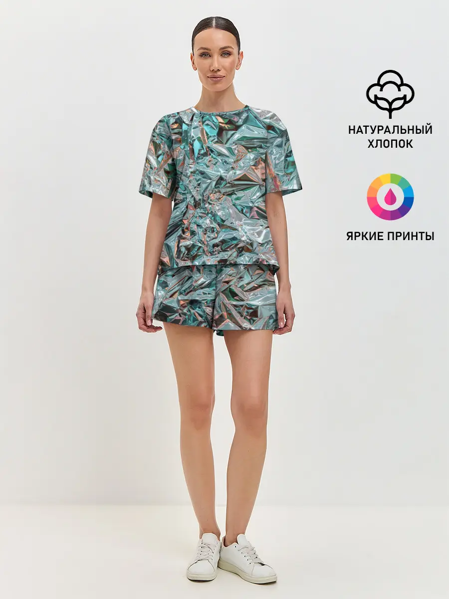 Женская пижама с шортами / Голографическая фольга