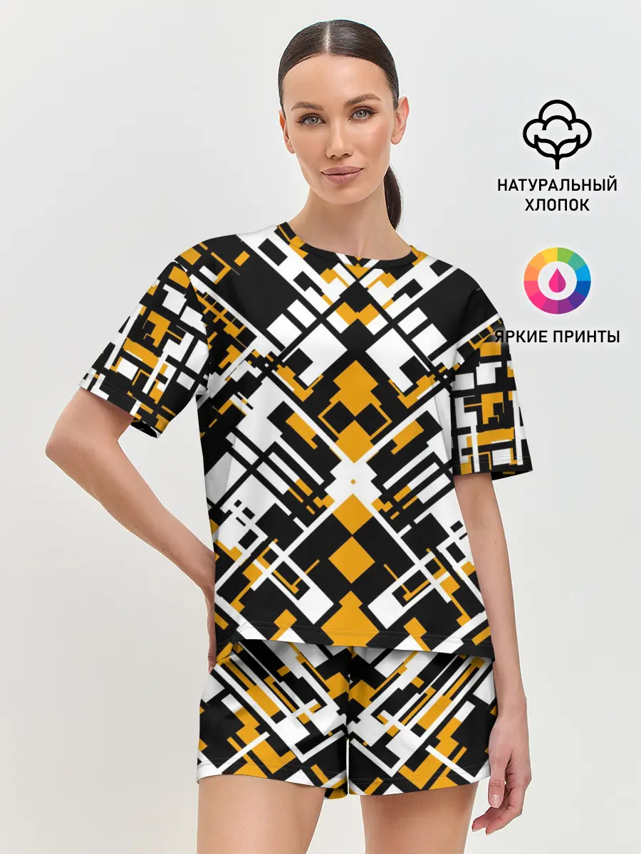 Женская пижама с шортами / КИБЕРПАНК,ФАНТАСТИКА,ГЕОМЕТРИЯ