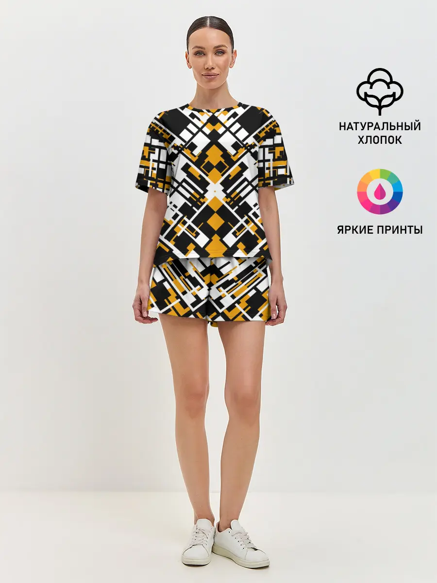 Женская пижама с шортами / КИБЕРПАНК,ФАНТАСТИКА,ГЕОМЕТРИЯ