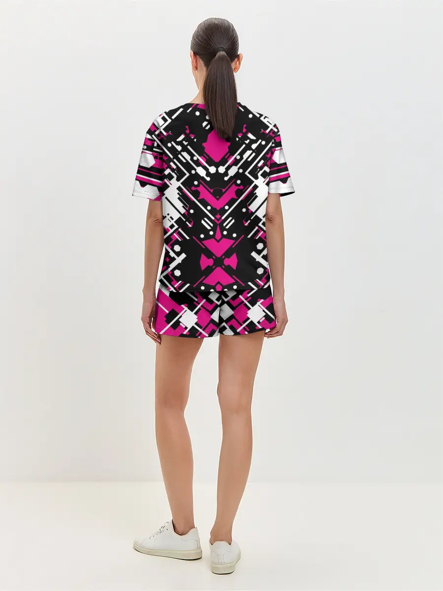 Женская пижама с шортами / КИБЕРПАНК,ФАНТАСТИКА,КРАСНЫЙ