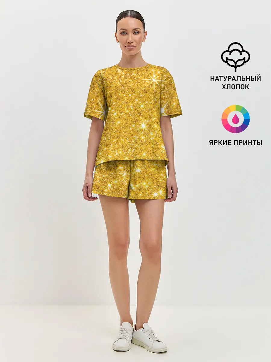 Женская пижама с шортами / Золотой блеск